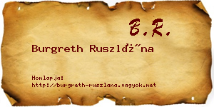 Burgreth Ruszlána névjegykártya